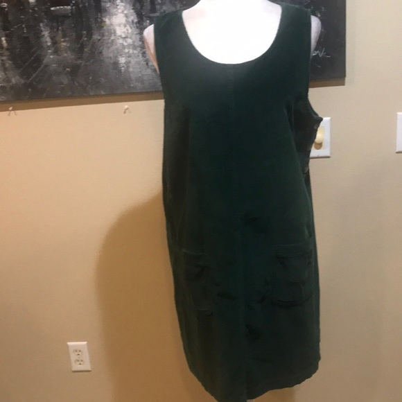 Talbots Dark Green Corduroy Overall Cotton Dress w/Front Pockets/Buttons-12P - Picture 1 of 14